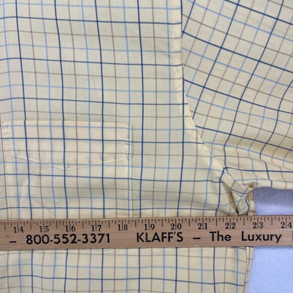 LL BEAN Shirt Mens M Wrinkle Resistant Twill Check Button Down Cotton Yellow - Picture 13 of 15